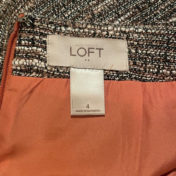 LOFT Brown with Hints of Beige & Coral, Shimmery, Fully Lined, Zip Sz 4 - Picture 7 of 12